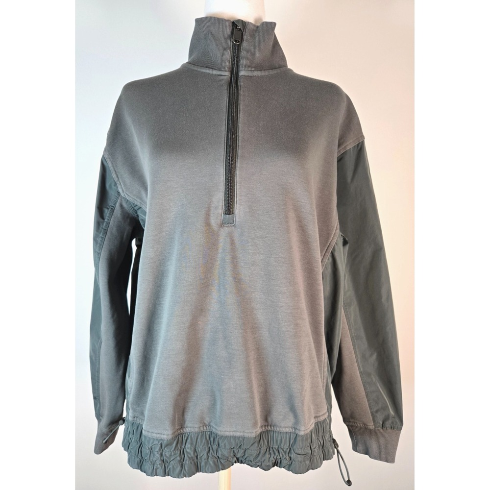 Athleta Womens Half‎ Zip Sweatshirt Green Hybrid Triumph Cinch Waist Pullover S - Picture 2 of 16